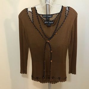 Vintage Betsey Johnson Brown Cardigan Sweater Set